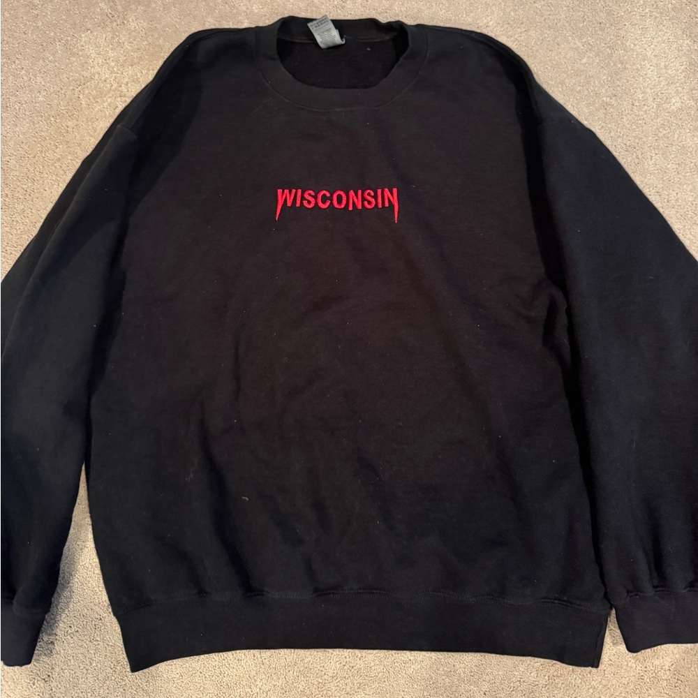 Wisconsin Black Crewneck